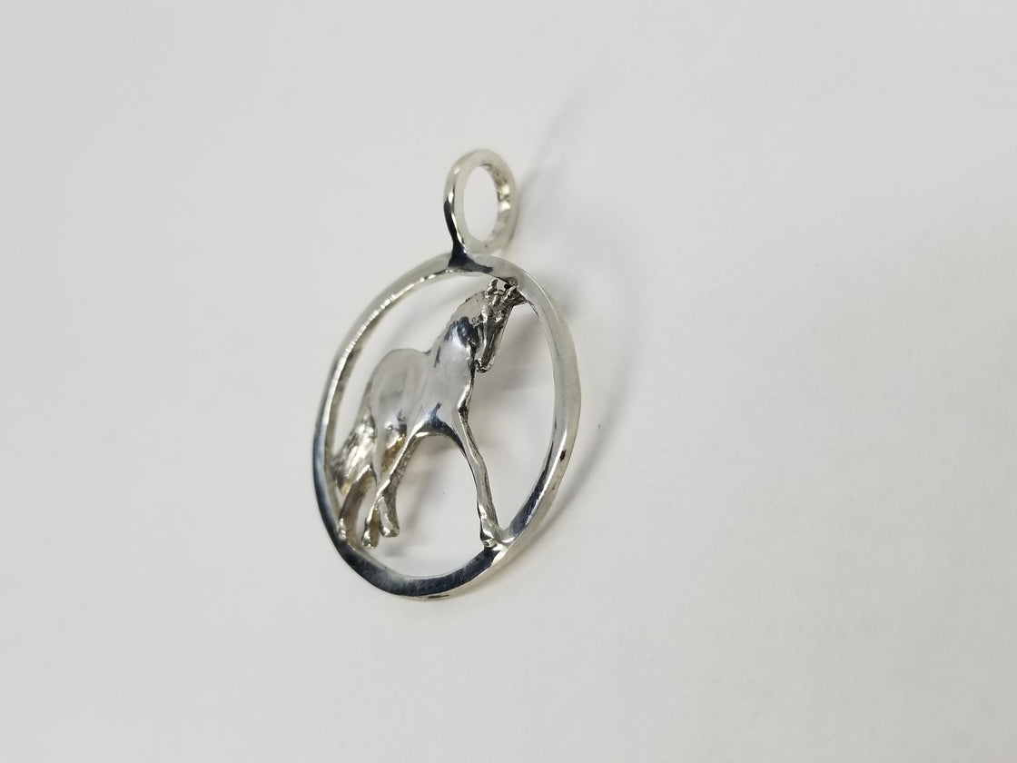 Half Pass Horse on Circle Pendant Medium