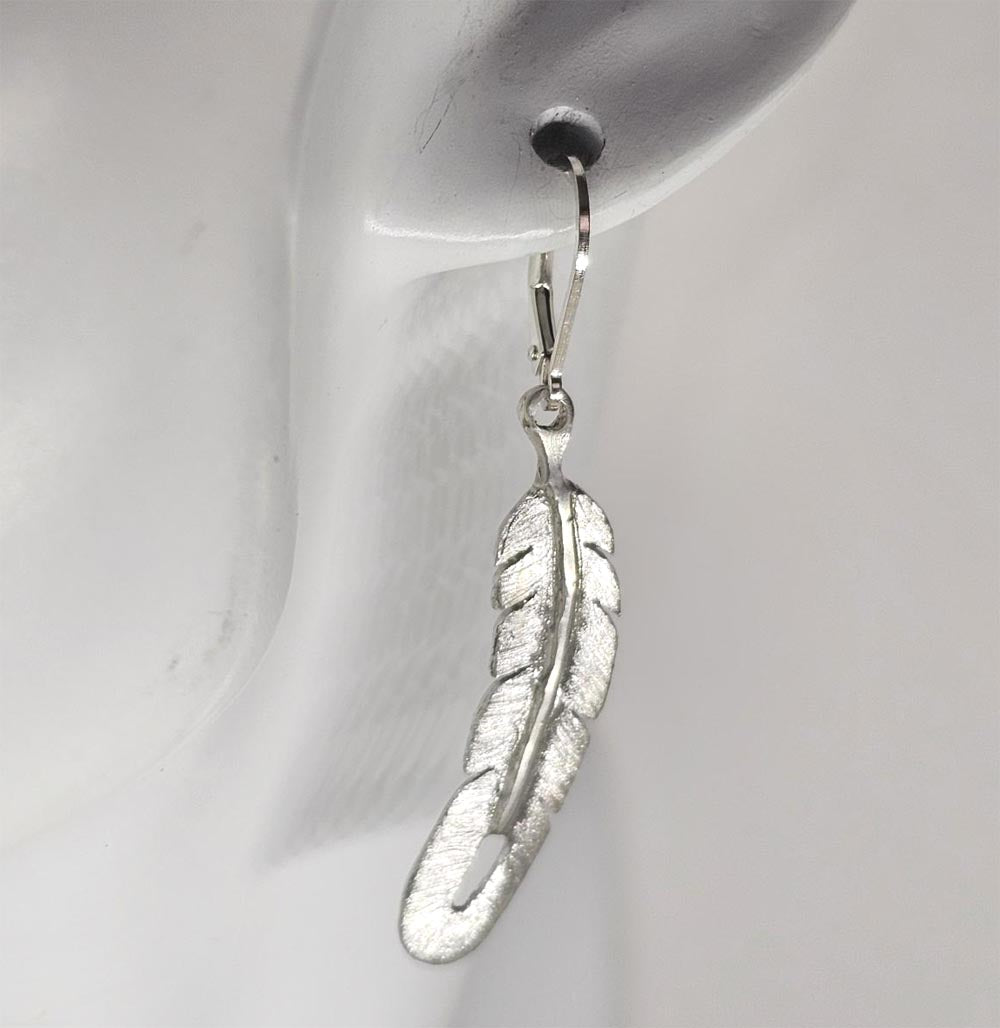 Feather Lever Back Earring