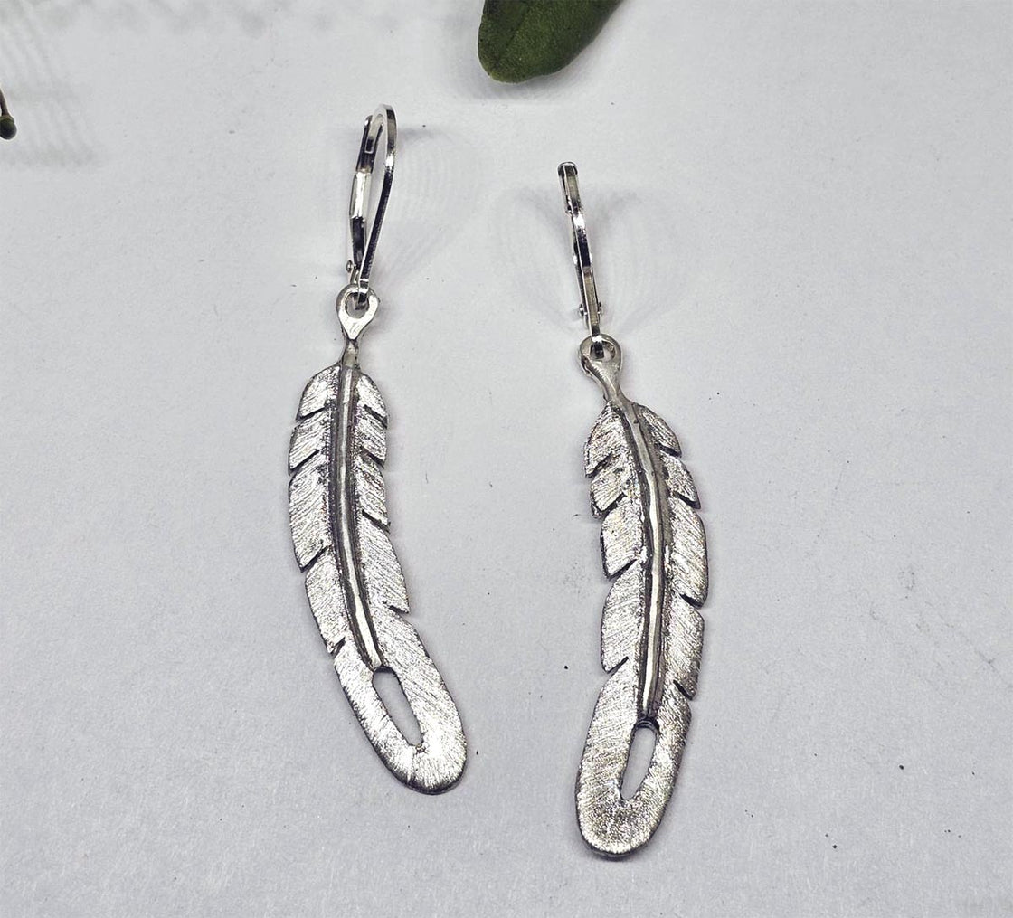 Feather Lever Back Earring