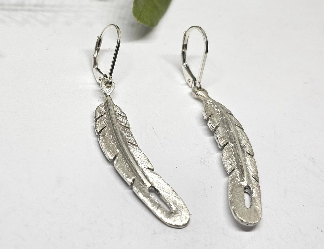 Feather Lever Back Earring