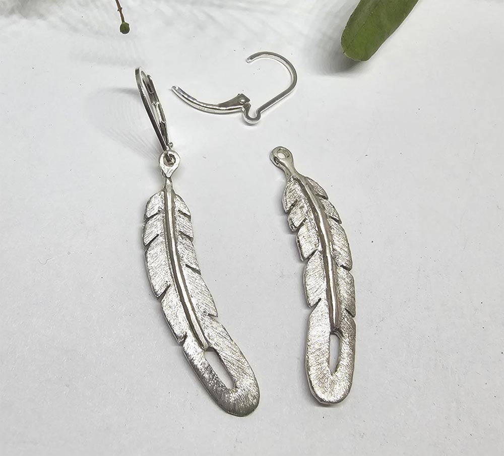 Feather Lever Back Earring